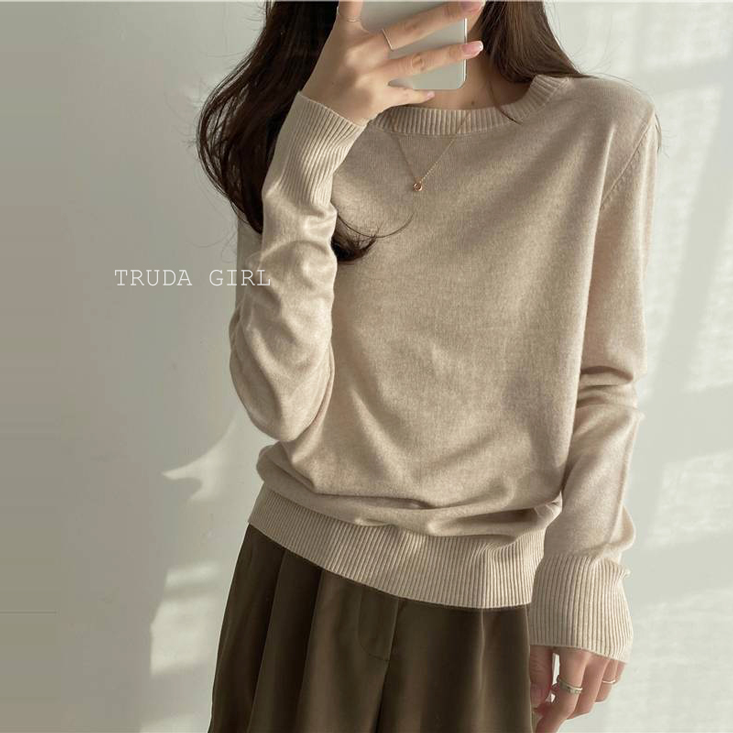 韓系百搭日常親膚保暖包心紗針織上衣 12色任選