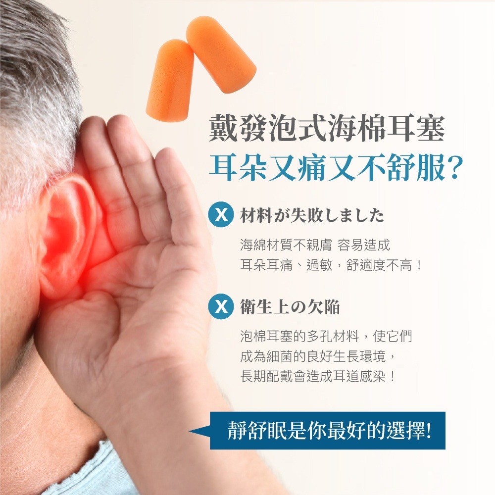 【靜舒眠】台灣製可塑型無痛矽膠耳塞