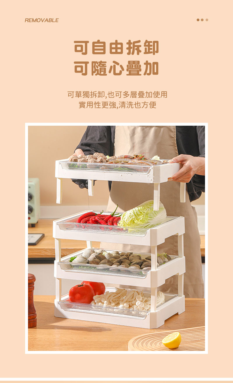 【居家cheaper】大款廚房堆疊配菜盤4組裝