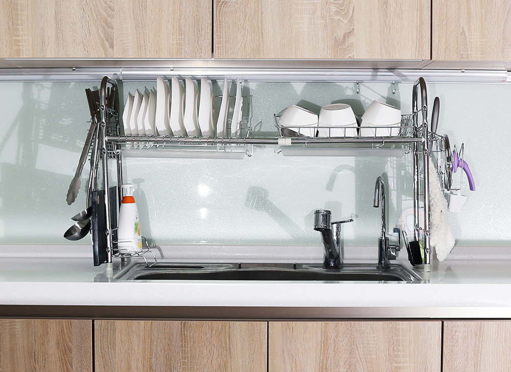       可伸縮304不鏽鋼水槽碗盤瀝水架(豪華款)