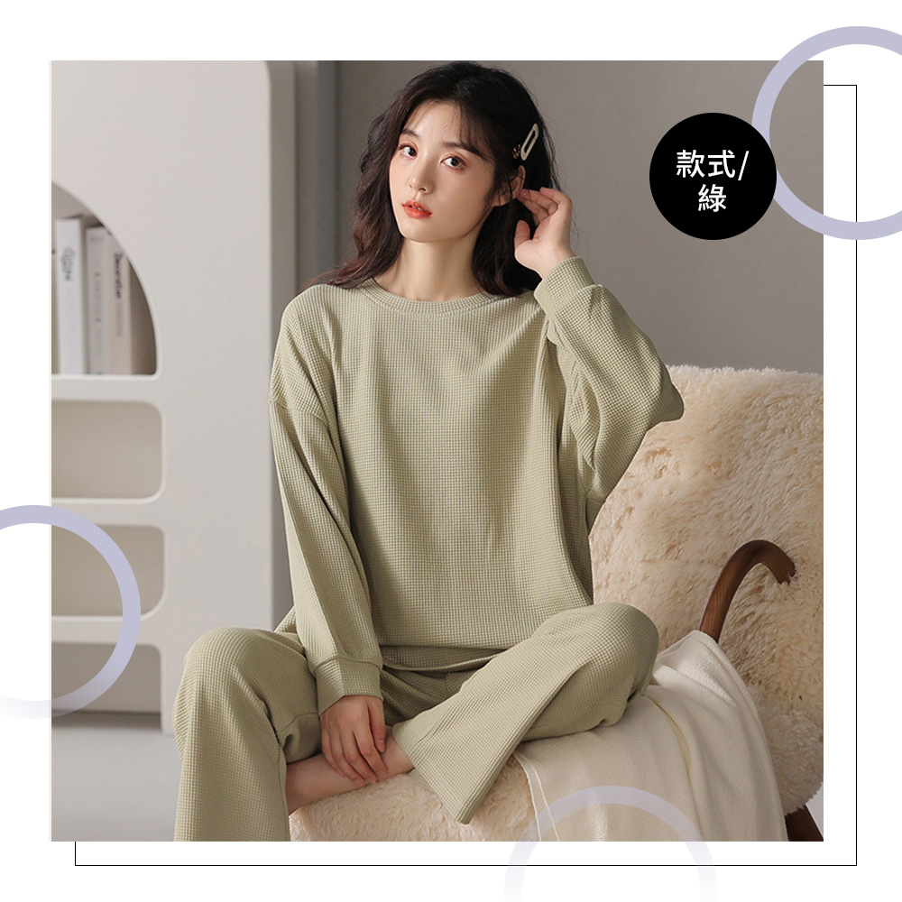 素色圓領舒適居家棉質睡衣 XL/2XL 大尺碼睡衣