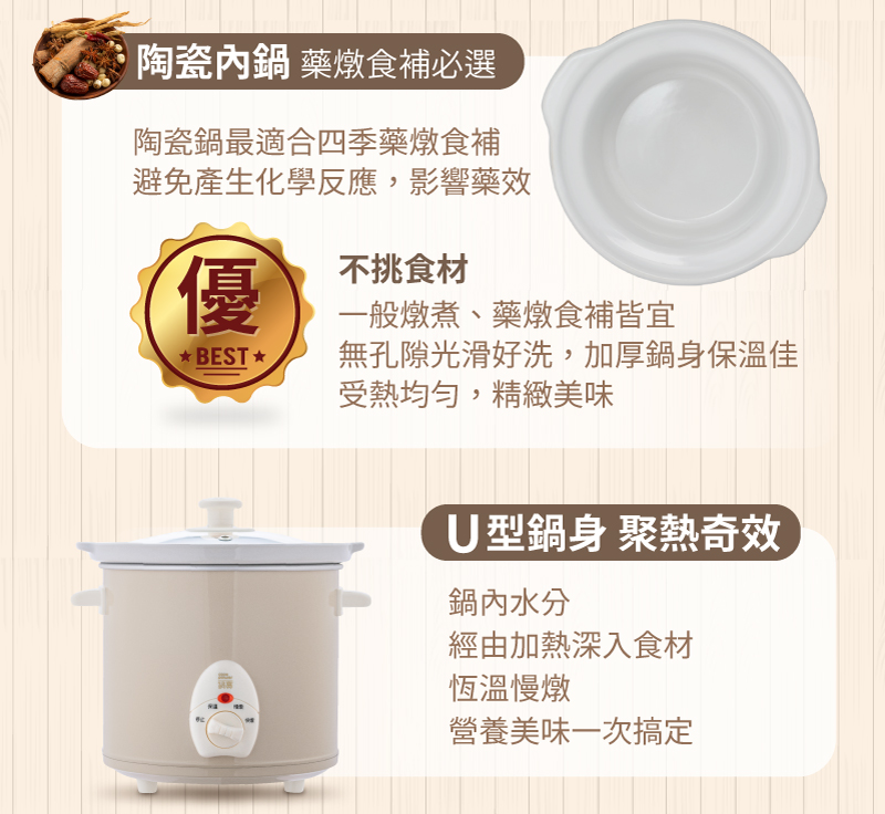 超值組合【CookPower 鍋寶】養生燉鍋1.5+3.5L 奶茶色