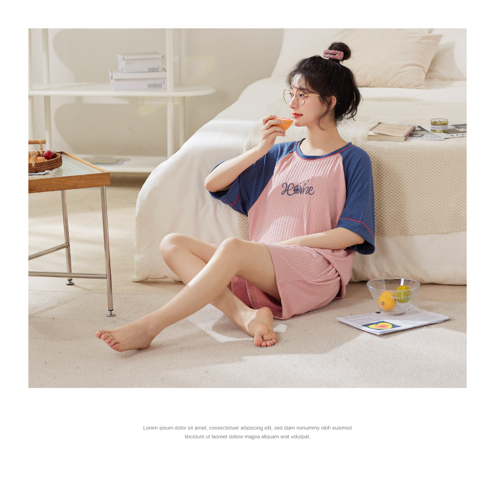 棉柔免穿Bra舒適鬆緊腰居家睡衣 4色可選 家居服 居家服