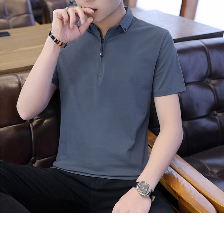 型男時尚吸濕排汗拉鍊領口POLO衫-3色可選 L-4XL