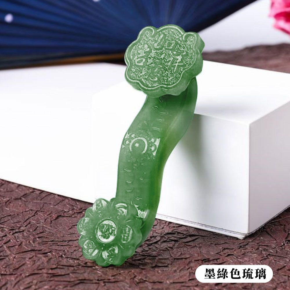 高級琉璃　　玉手如意 博客來-吉祥如意琉璃玉招財如意擺件綠色琉璃