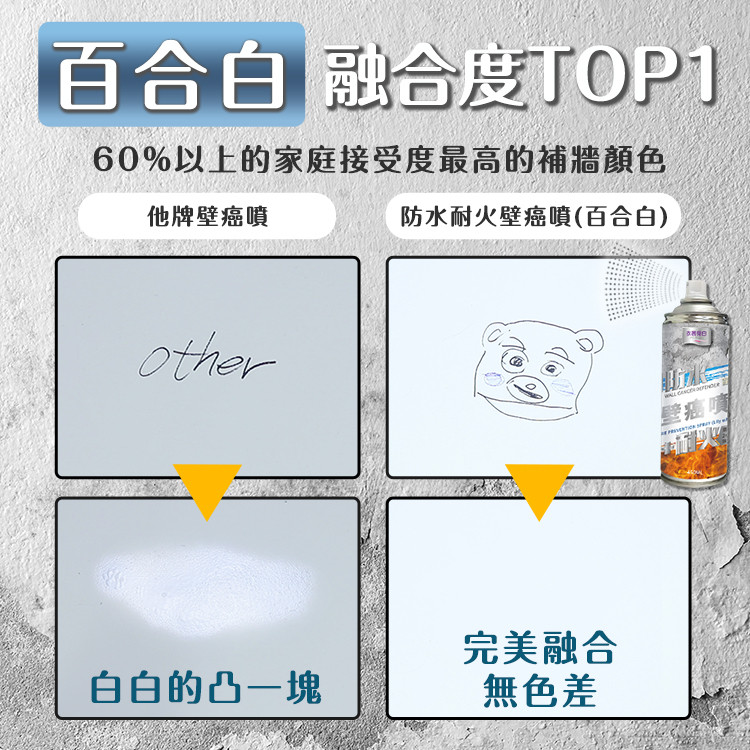 【衣麗亮白】 防水耐火壁癌噴450ml(百合白)x2入