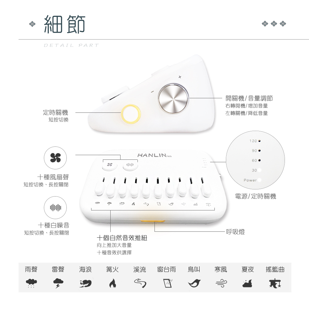 HANLIN可定時混音白噪音助眠器SL11