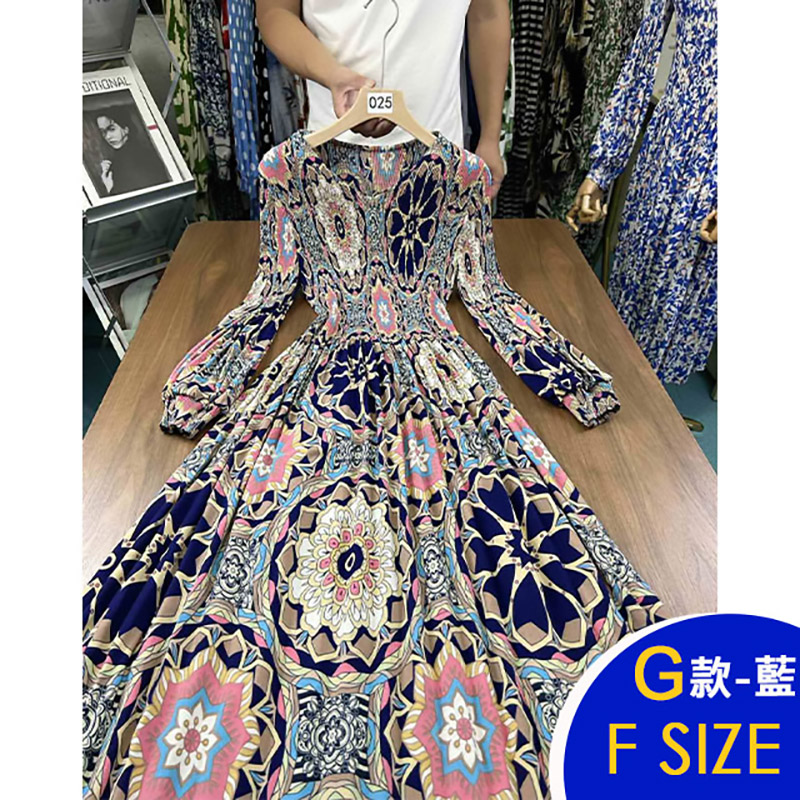 韓國新款長袖三宅風壓褶洋裝 多款任選 