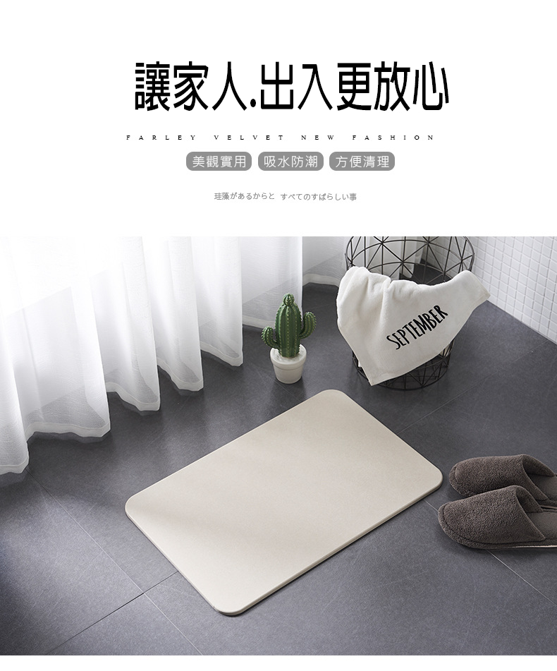       【樂邦】中款45x35強力瞬吸珪藻土地墊/6入(腳踏墊 強力吸水 