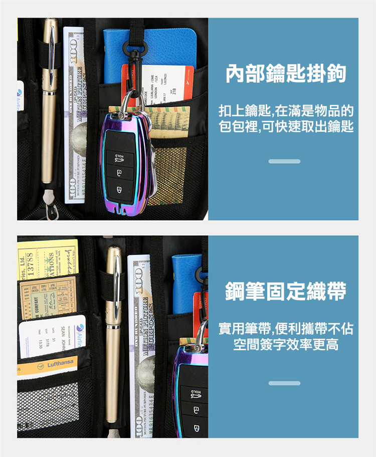 防盜刷RFID多隔層證件旅行護照包