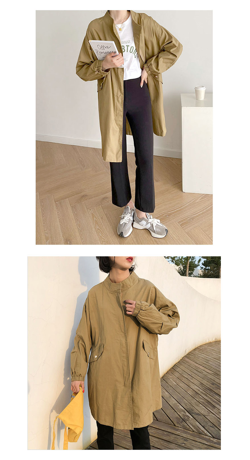 韓版寬鬆修身立領拉繩風衣外套 兩色任選