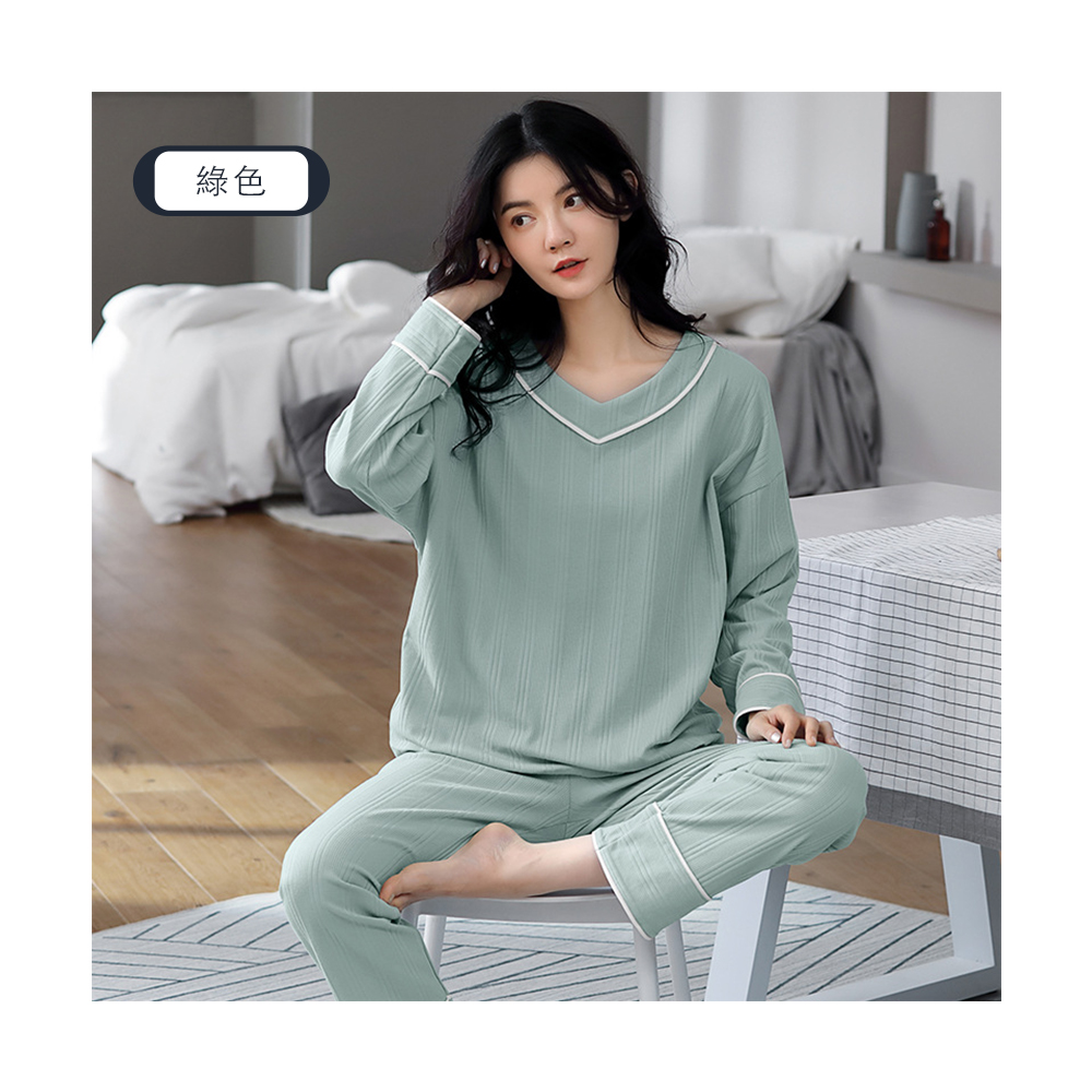 韓系大碼寬鬆簡約V領透氣居家睡衣 XL/2XL 家居服