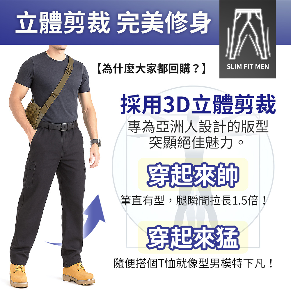 100%純棉耐磨工作長褲 抗撕裂 透氣不悶熱 鬆緊腰圍 大尺碼長褲 工作褲