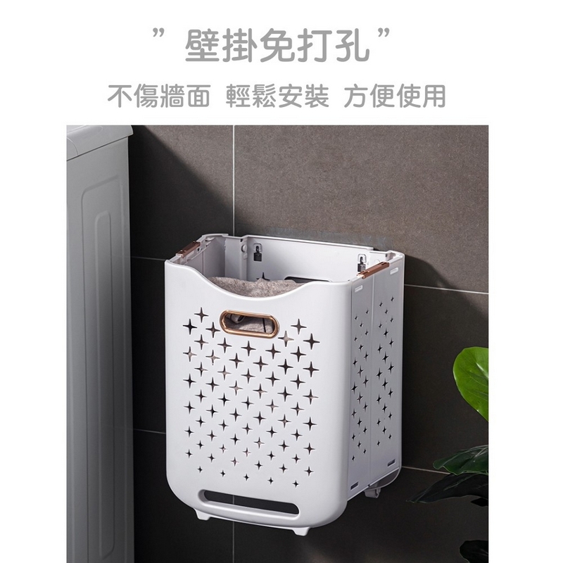 【AOTTO】多功能附輪折疊雙層髒衣籃 髒衣籃 洗衣籃 AS-019