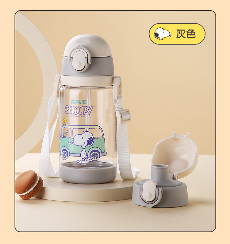 兒童最愛卡通明星可替換杯蓋兩用式背帶水壺(520ML) 吸管式/直飲式