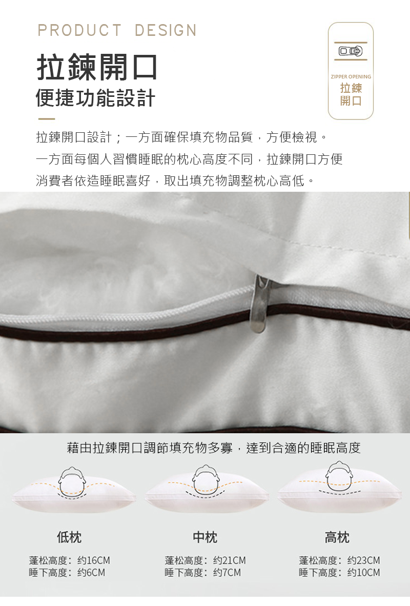 真頂級純棉透氣羽絲絨枕