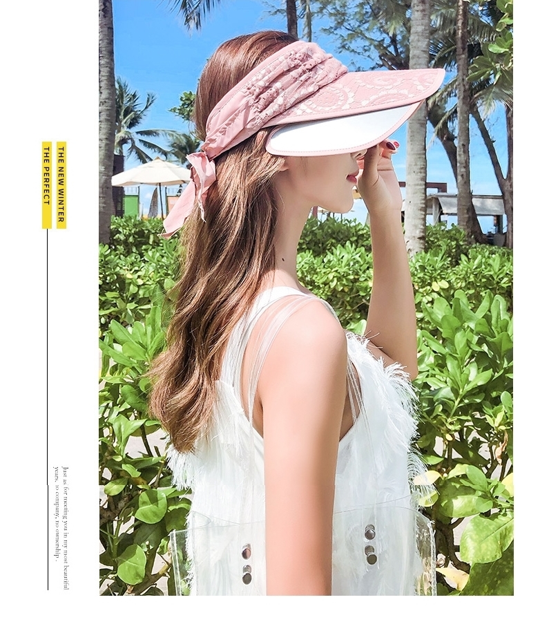【Osun】韓版女夏天空頂伸縮帽緣百搭蕾絲遮陽帽(顏色任選/CE333)