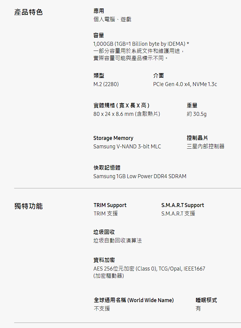 SAMSUNG 三星 980 PRO 1TB含散熱片NVMe M.2 2280 