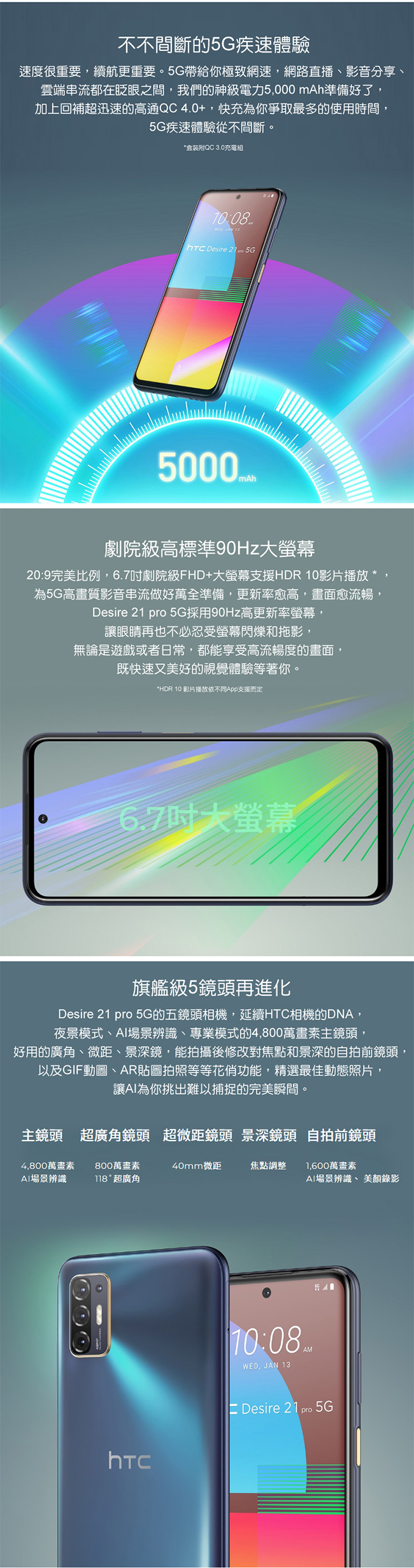 HTC Desire 21 Pro 5G 手機(8G/128G)