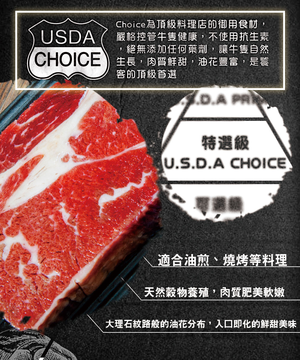 【鮮綠生活】特選CHOICE美國翼板牛排7oz(200g±10%/片)