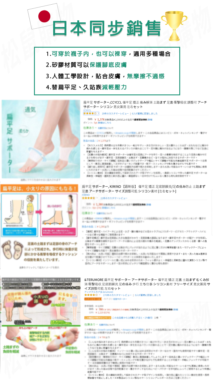 足體工學足弓減壓支撐墊 足弓墊 減壓墊 鞋墊