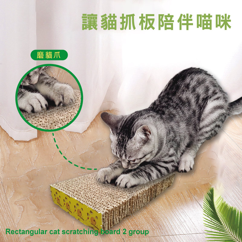 長方形平面貓抓板(2入/組)附贈貓草 (長24寬13.5高3.5cm) 貓咪玩具