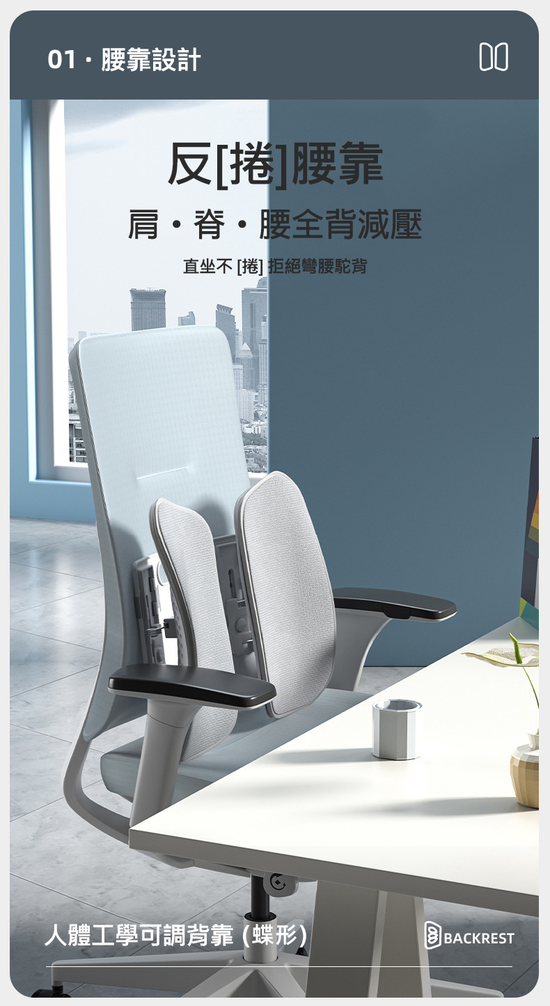 人體工學肺葉調整型追脊護腰靠墊 腰墊 腰枕 調整坐姿腰靠