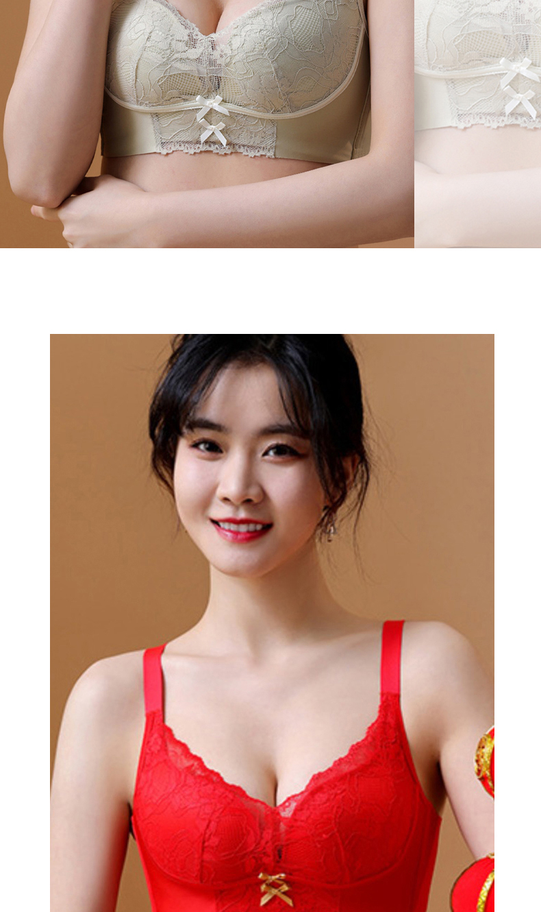 集中托高親膚壓花蕾絲無鋼圈內衣 M-2XL 4色