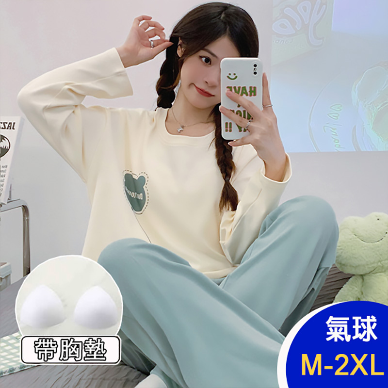 正韓進口圓領童趣家居服套裝休閒服帶胸墊 休閒睡裙 睡衣 (多款任選)