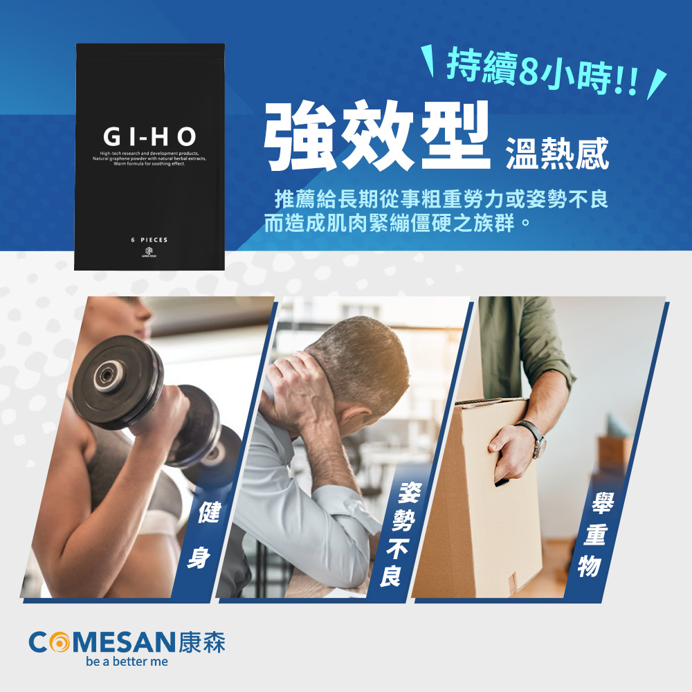 【COMESAN 康森】GI-HO石墨烯激活精油貼布(6片/包) 酸痛貼布 