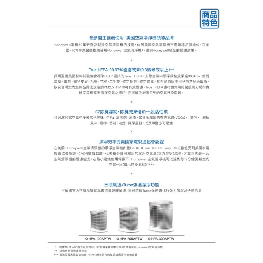 【Honeywell】HPA100 APTW 抗敏空氣清淨機 適用4-8坪