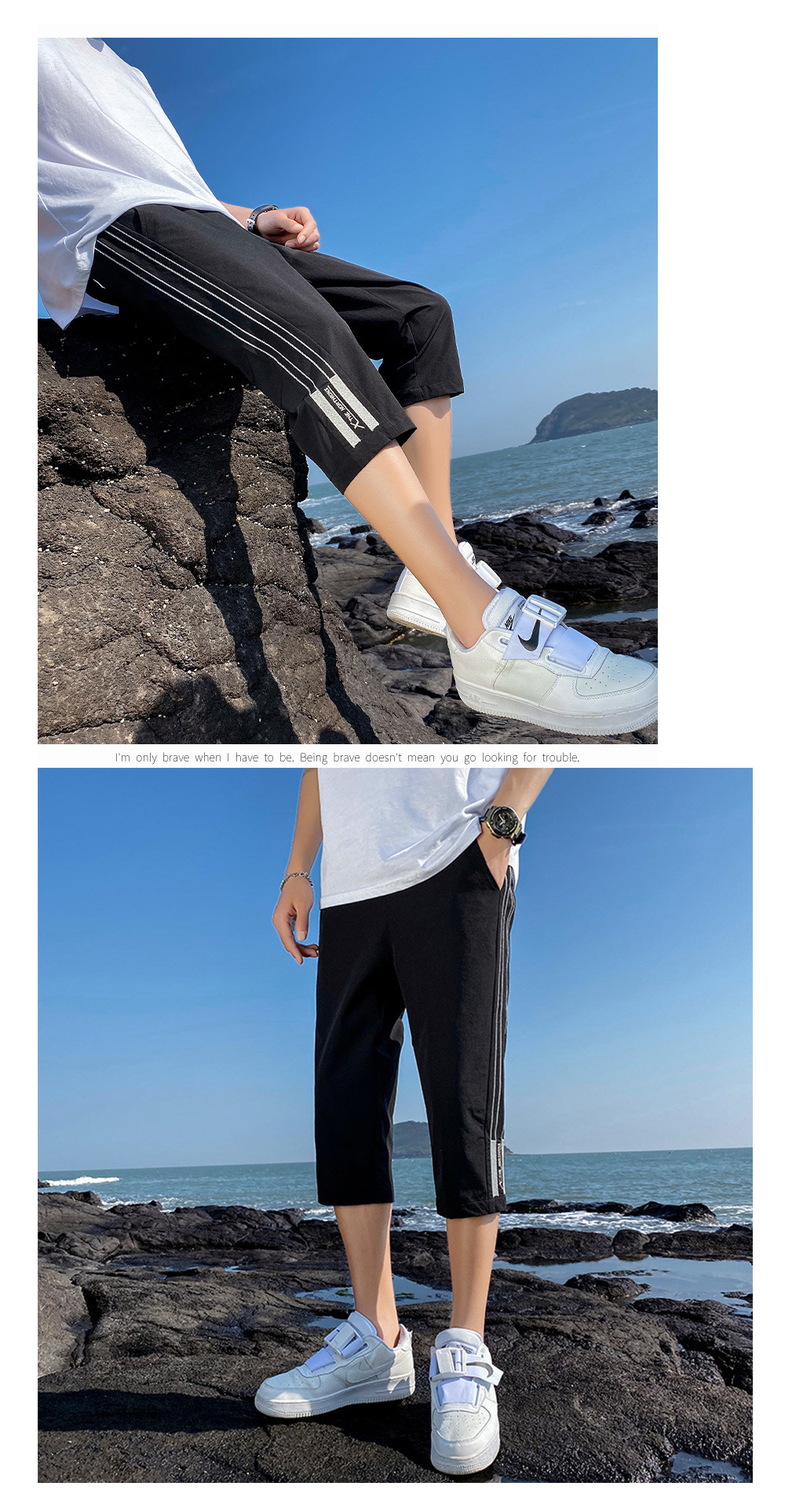 涼爽親膚鬆緊腰輕薄涼鋒七分休閒褲 L-4XL 男短褲 冰絲褲