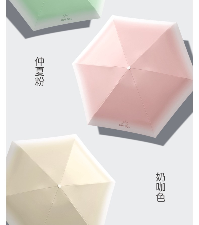 抗UV 超輕量漸變五折黑膠防曬傘/晴雨傘/陽傘/摺疊傘/小傘 多色任選