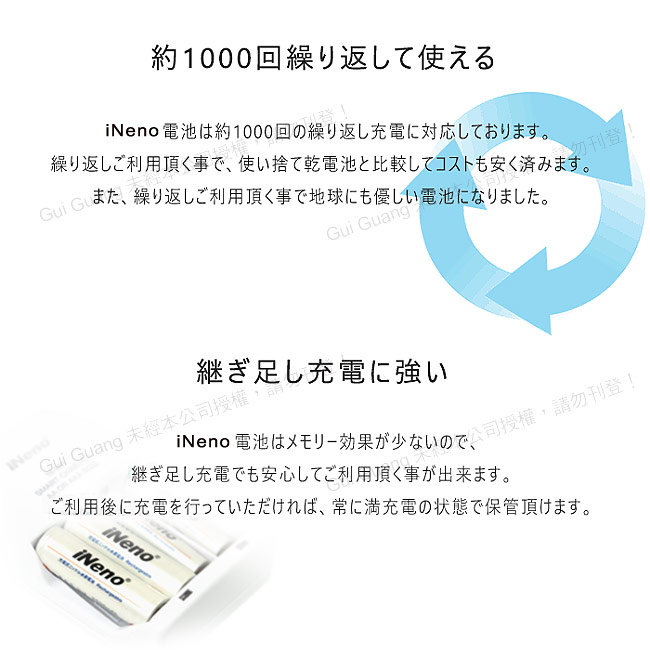 【iNeno】低自放充電電池 充電電池 電池 2500mAh 3號/4號