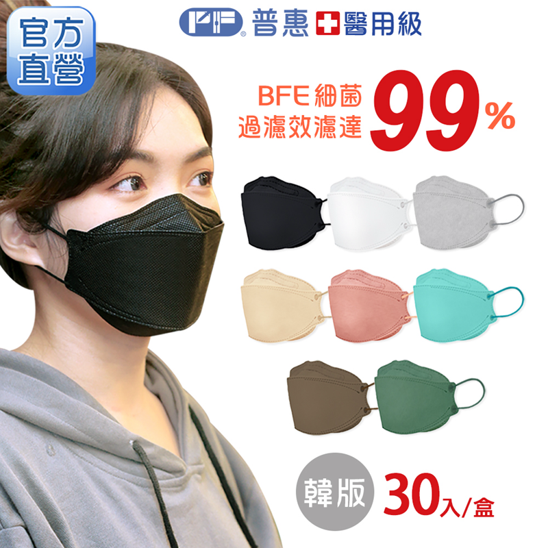 【普惠】韓版4D立體成人醫用口罩 (30片/盒)