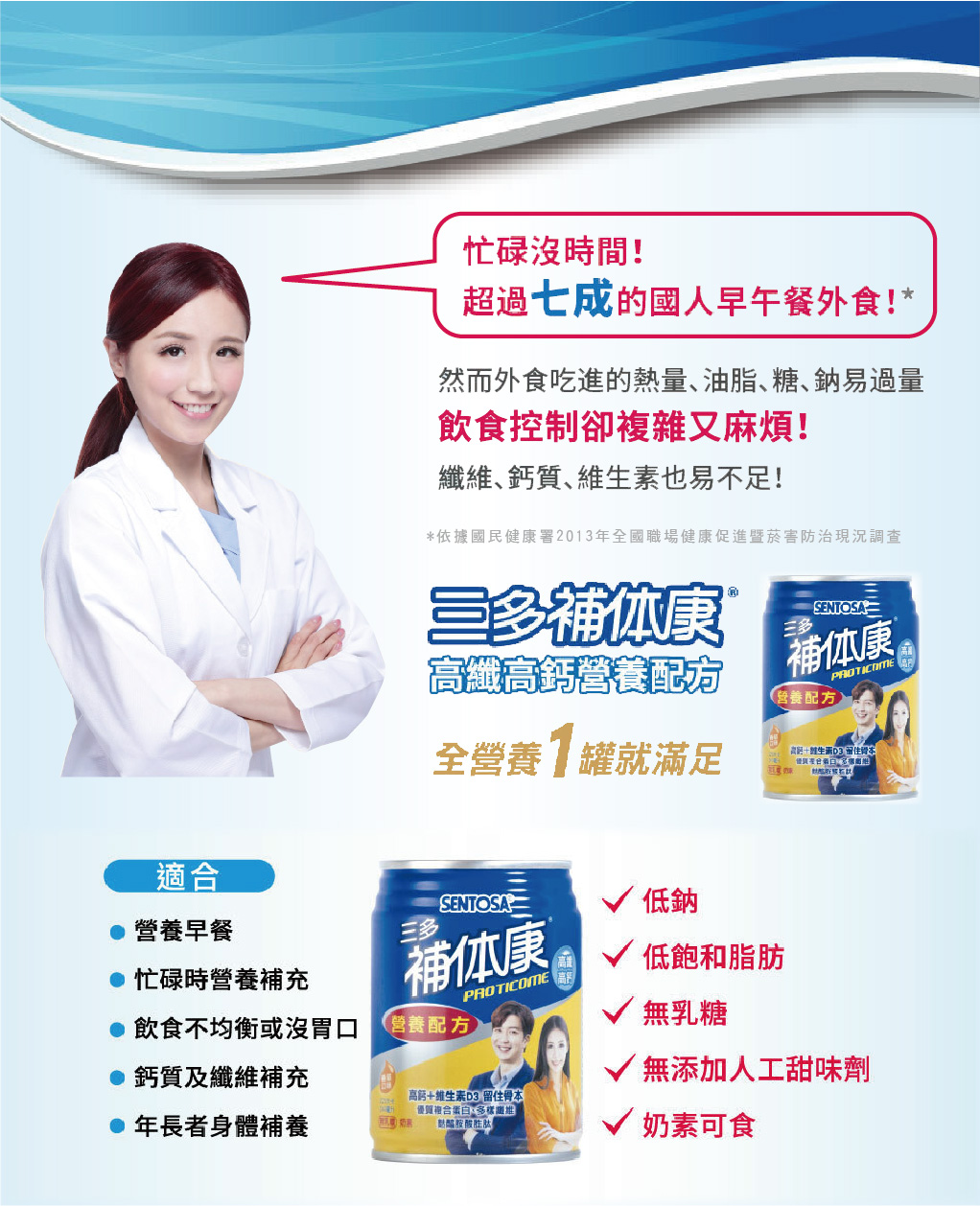 【三多】補體康營養配方系列(24罐/箱) 均衡 高纖高鈣 低GI 低蛋白 透析