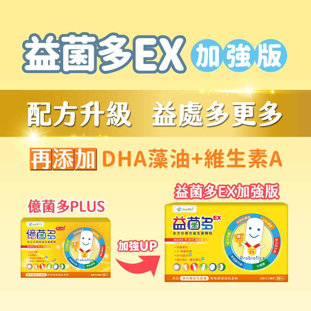 【JoyHui】益菌多EX升級版(30包/盒) 保護型益生菌 升級添加DHA藻油